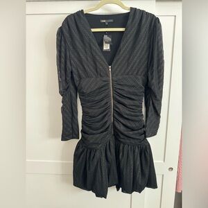 Maje rouched black/gold dress size 3
